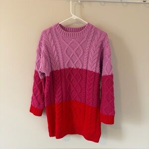 Hyacinth House Tuckernuck Pink & Red Color Block Scarlett Sweater Dress Size S